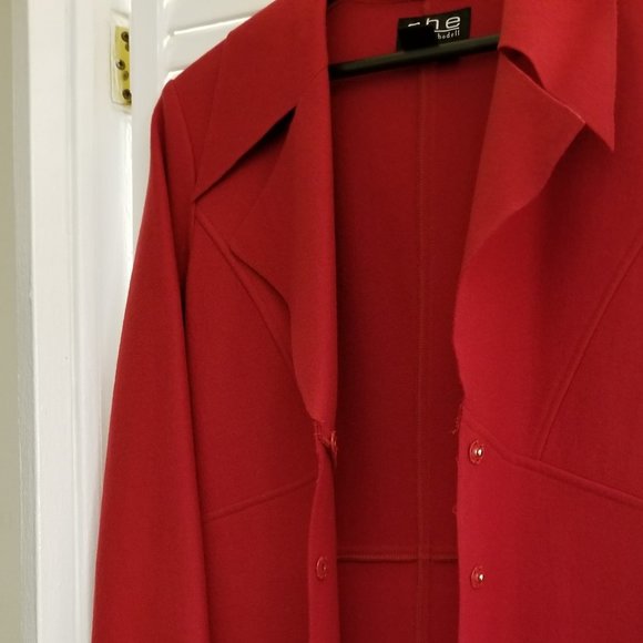 She by Sheri Bodell Womens Long Red Coat, Sz 6, Collector's Item, From $498, New - Picture 4 of 10